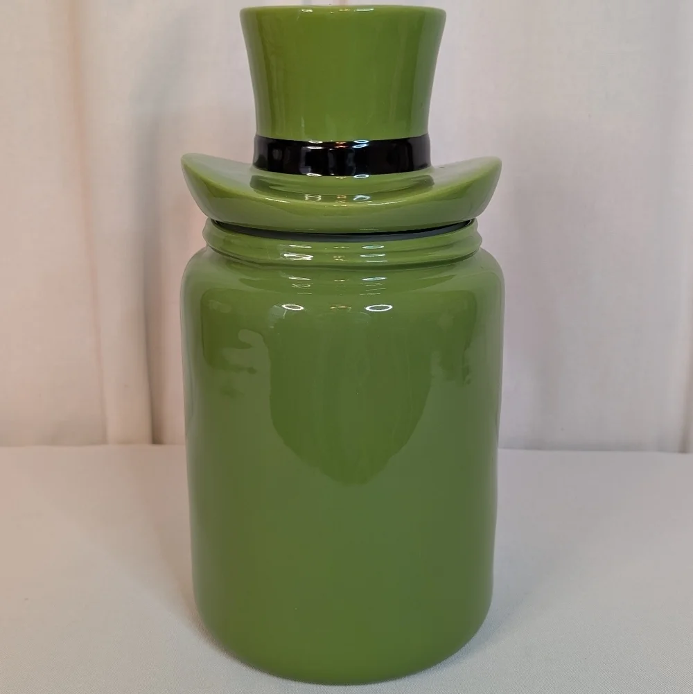 Rae Dunn Kiss Me I'm Irish Ceramic Cookie Jar Canister Hat Lid Leprechaun Gnome